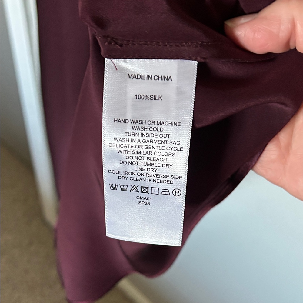 Quince Burgundy Silk Maxi Skirt S - Picture 5 of 6